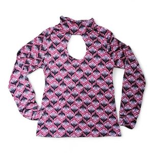 Bisou Bisou Vibrant Pink and Black Swirl Top